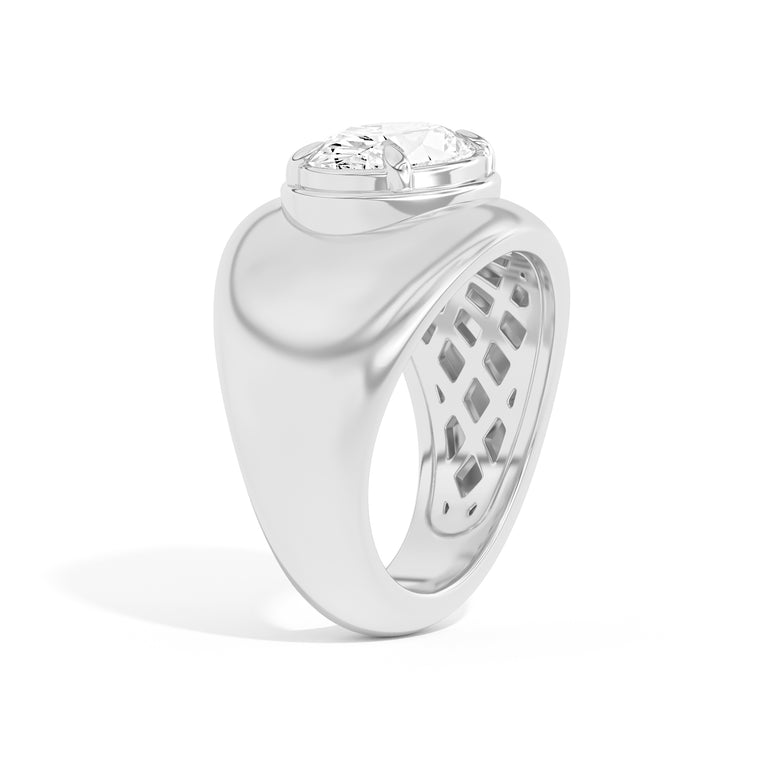 Shahla Karimi Scarpa Oval Double Bezel Bombe Ring  14K White Gold