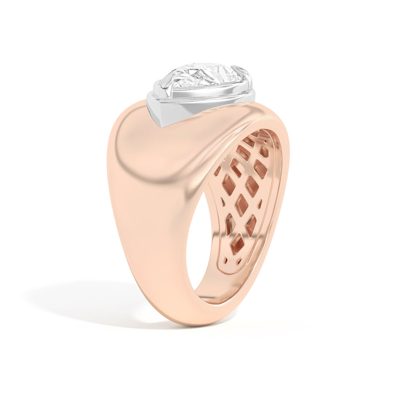 Shahla Karimi Scarpa Pear Double Bezel Bombe Ring  14K Rose Gold