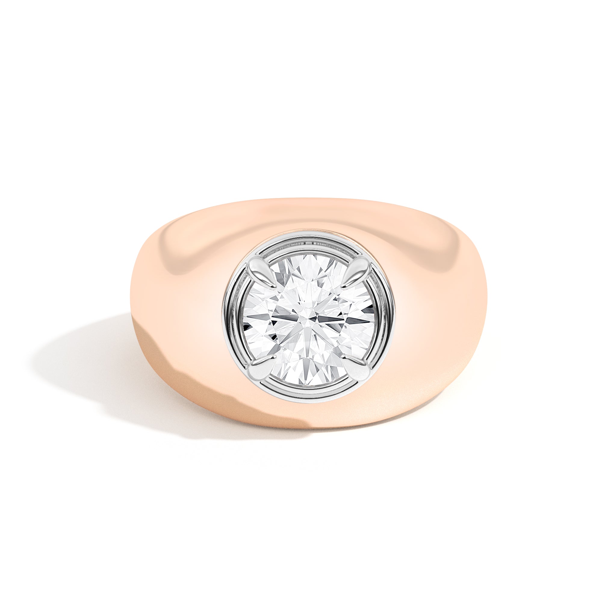 Shahla Karimi Scarpa Brilliant Double Bezel Bombe Ring 14K Rose Gold