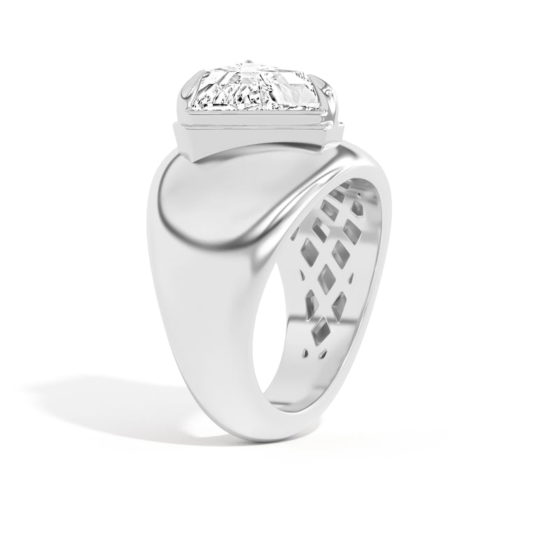 Shahla Karimi Scarpa Trilliant Double Bezel Bombe Ring 14K White Gold