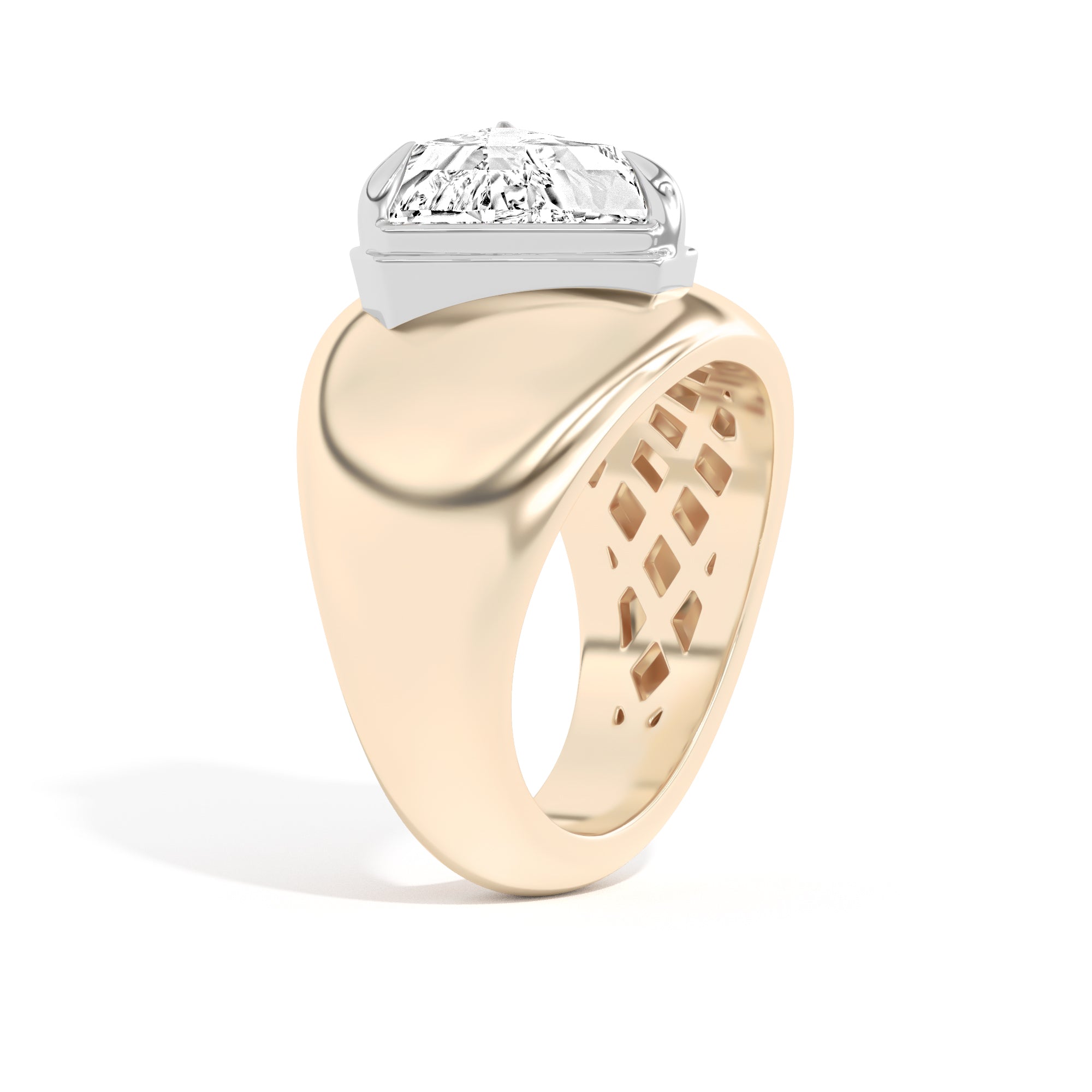 Shahla Karimi Scarpa Trilliant Double Bezel Bombe Ring 14K Yellow Gold