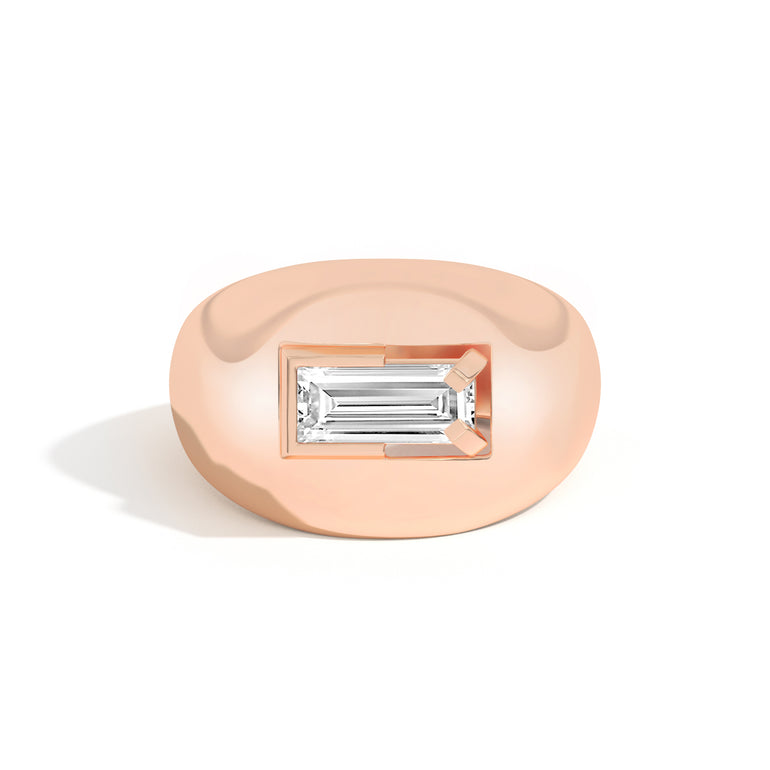 Shahla Karimi Ando Baguette Negative Space Bombe Ring 14K Rose Gold