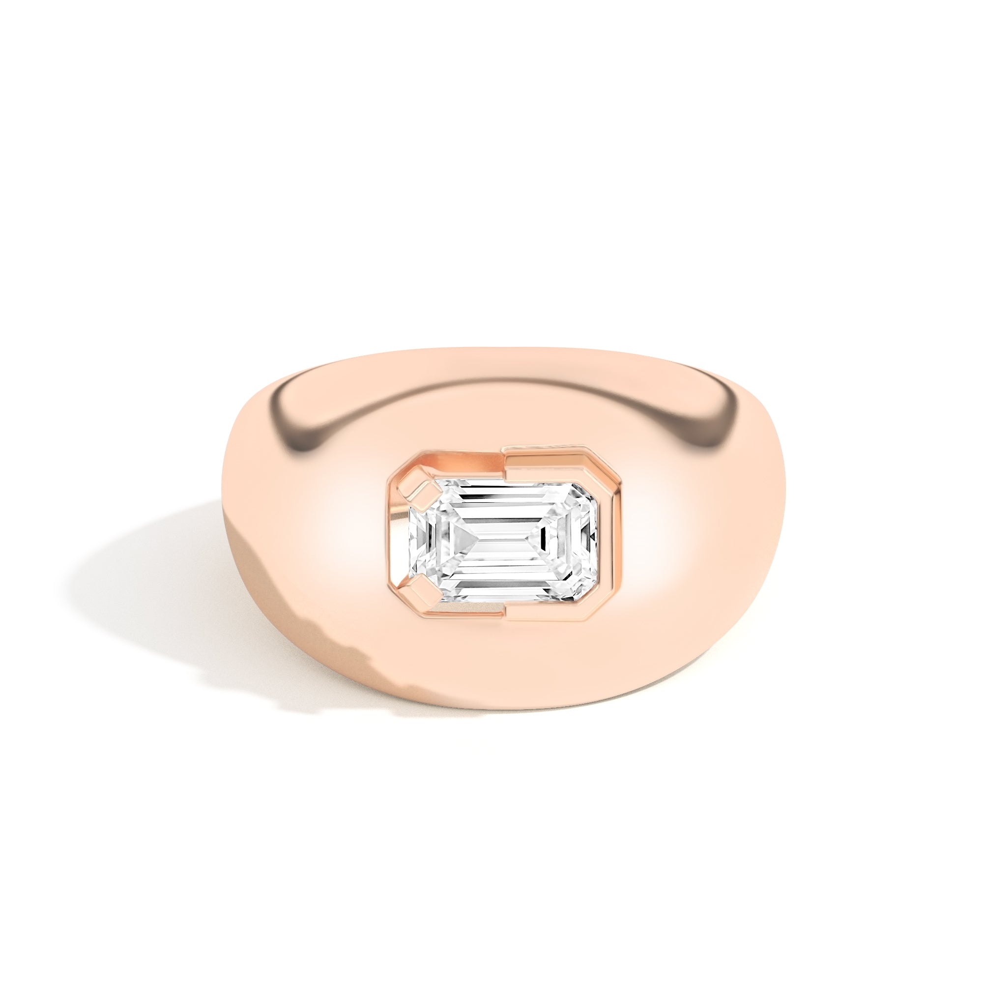 Shahla Karimi Ando Emerald Negative Space Bombe Ring  14K Rose Gold