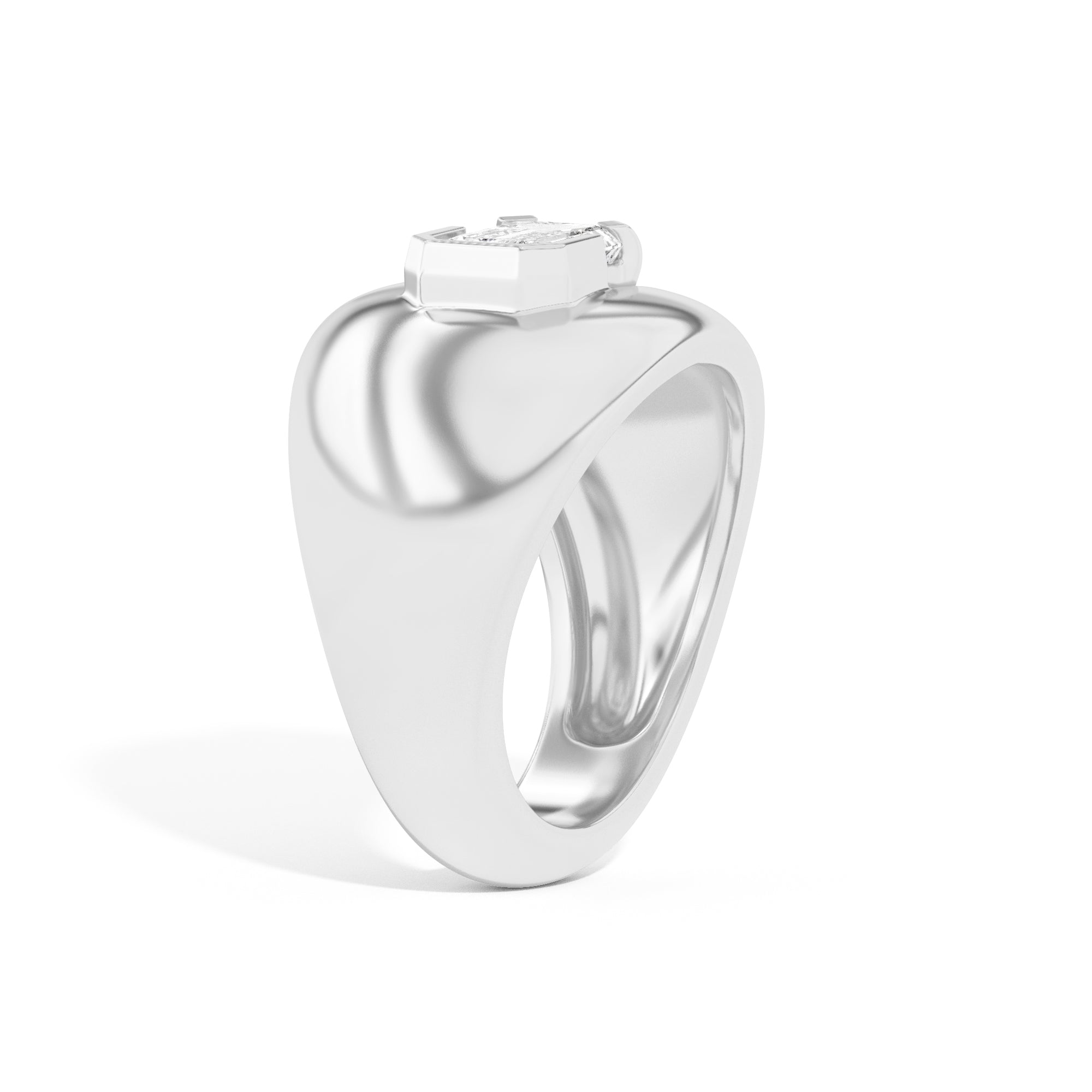 Shahla Karimi Ando Emerald Negative Space Bombe Ring  14K White Gold