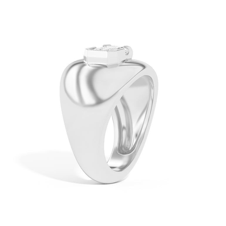 Shahla Karimi Ando Emerald Negative Space Bombe Ring  14K White Gold