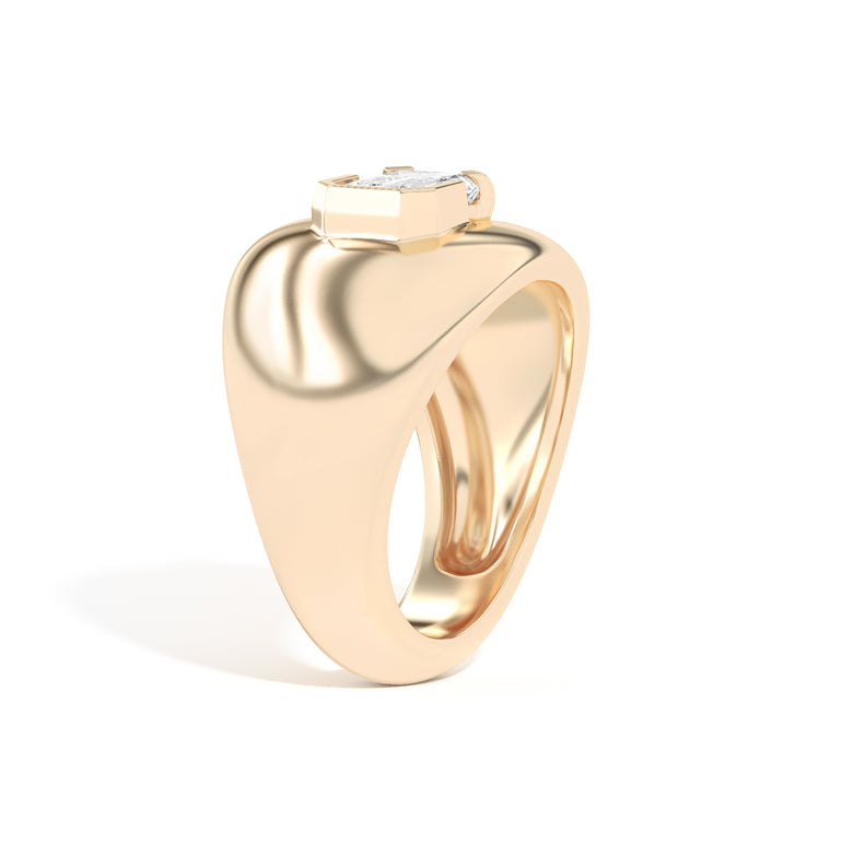 Shahla Karimi Ando Emerald Negative Space Bombe Ring  14K Yellow Gold