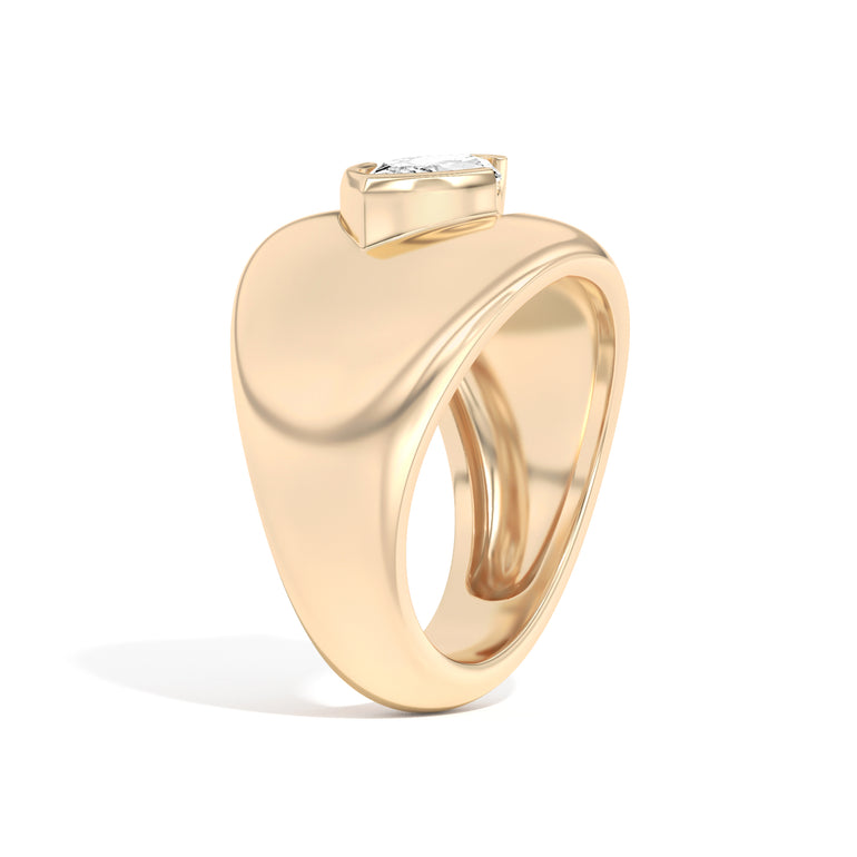 Shahla Karimi Ando Marquise Negative Space Bombe Ring  14K Yellow Gold