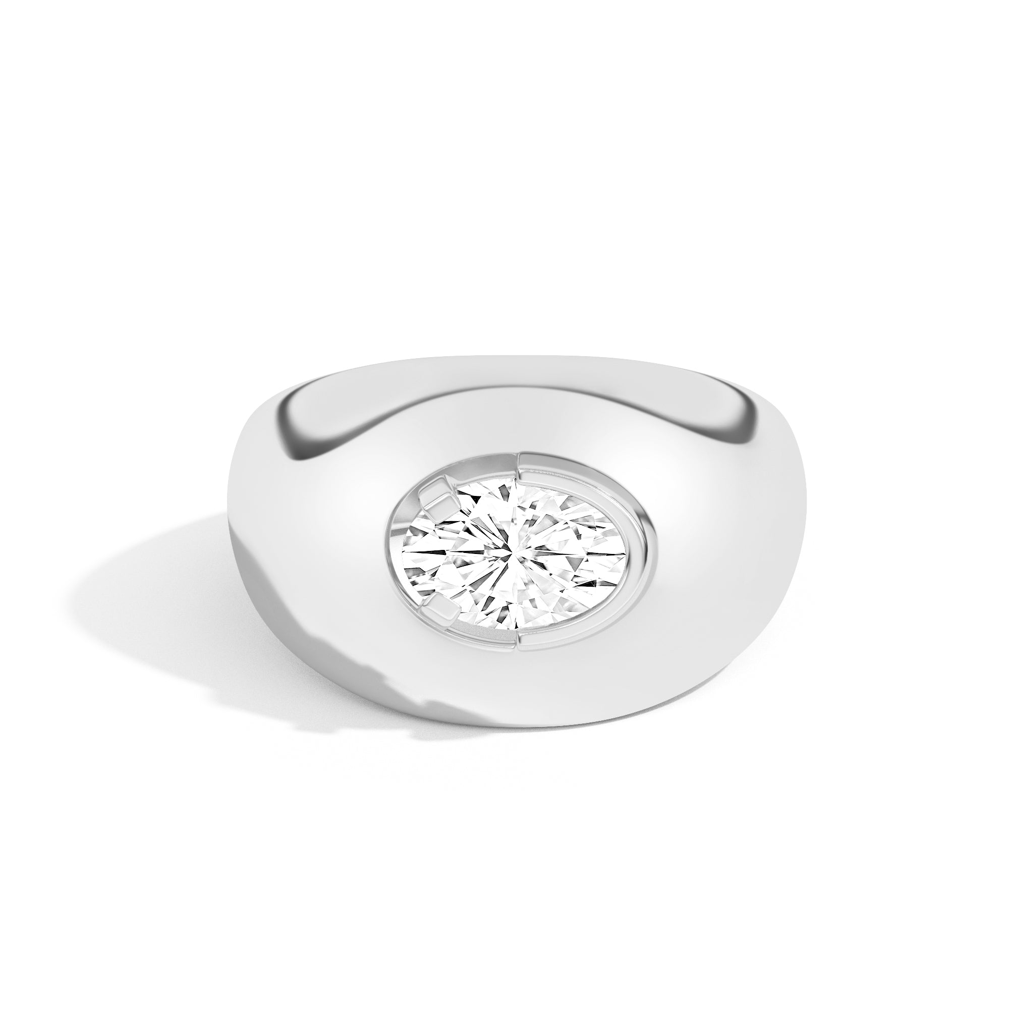 Shahla Karimi Ando Oval Negative Space Bombe Ring 14K White Gold