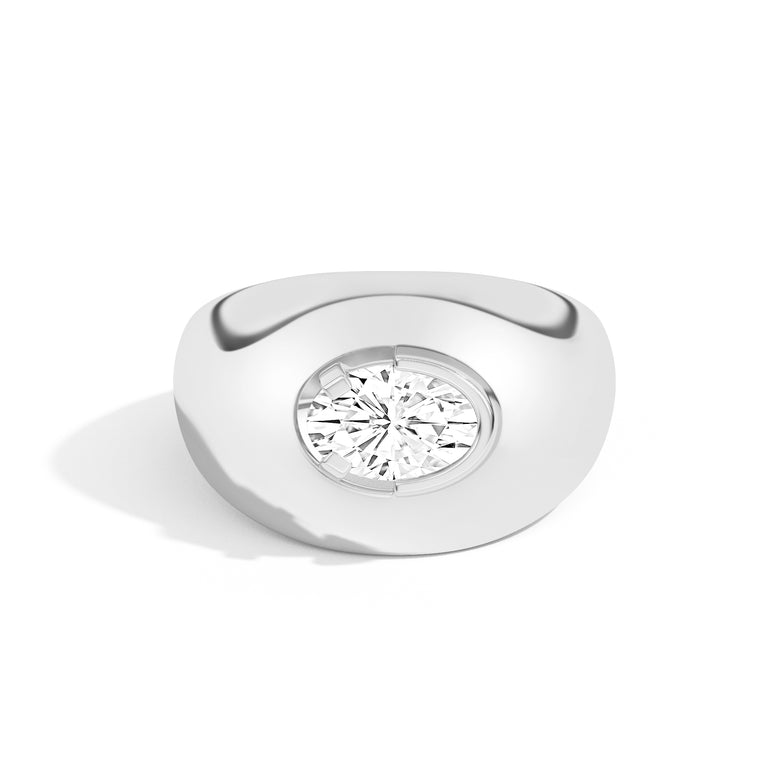 Shahla Karimi Ando Oval Negative Space Bombe Ring 14K White Gold