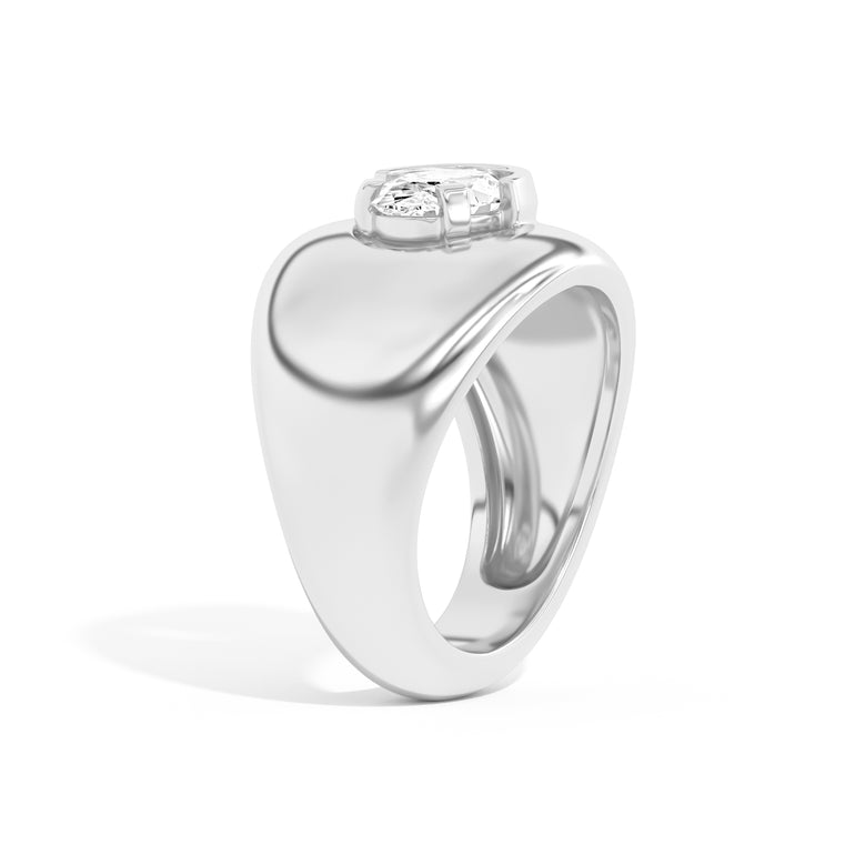 Shahla Karimi Ando Oval Negative Space Bombe Ring 14K White Gold