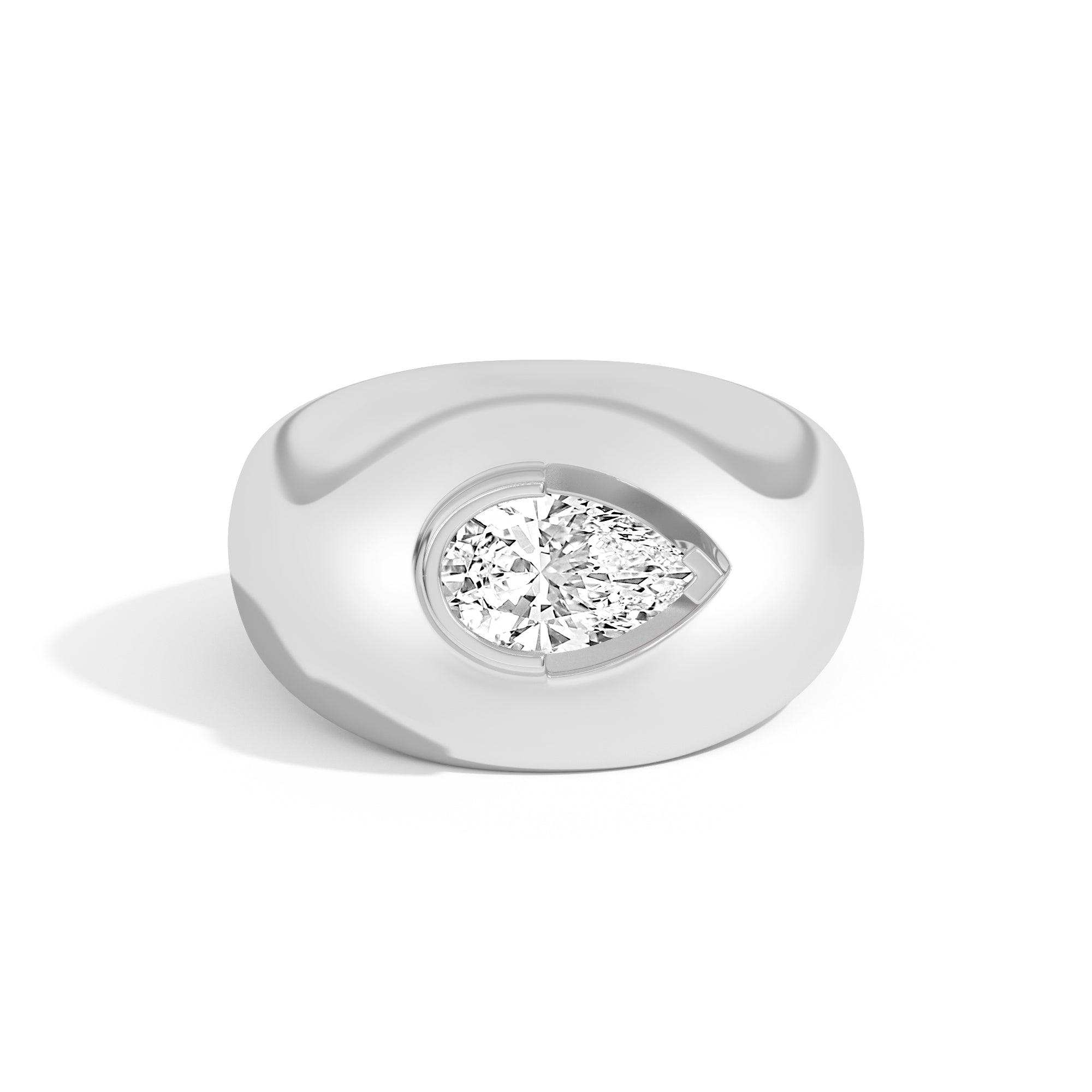 Shahla Karimi Ando Pear Negative Space Bombe Ring 14K White Gold