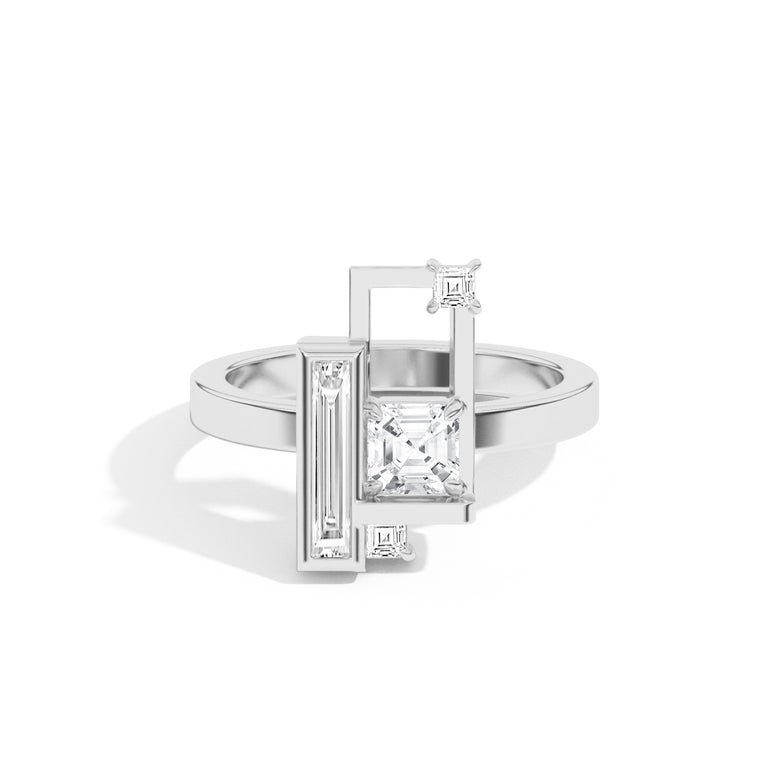 Shahla Karimi Scarpa Asscher Olivetti Frame Ring 14K White Gold