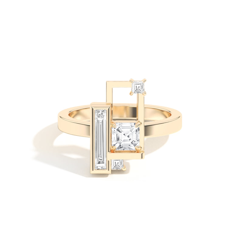 Shahla Karimi Scarpa Asscher Olivetti Frame Ring 14K Yellow Gold