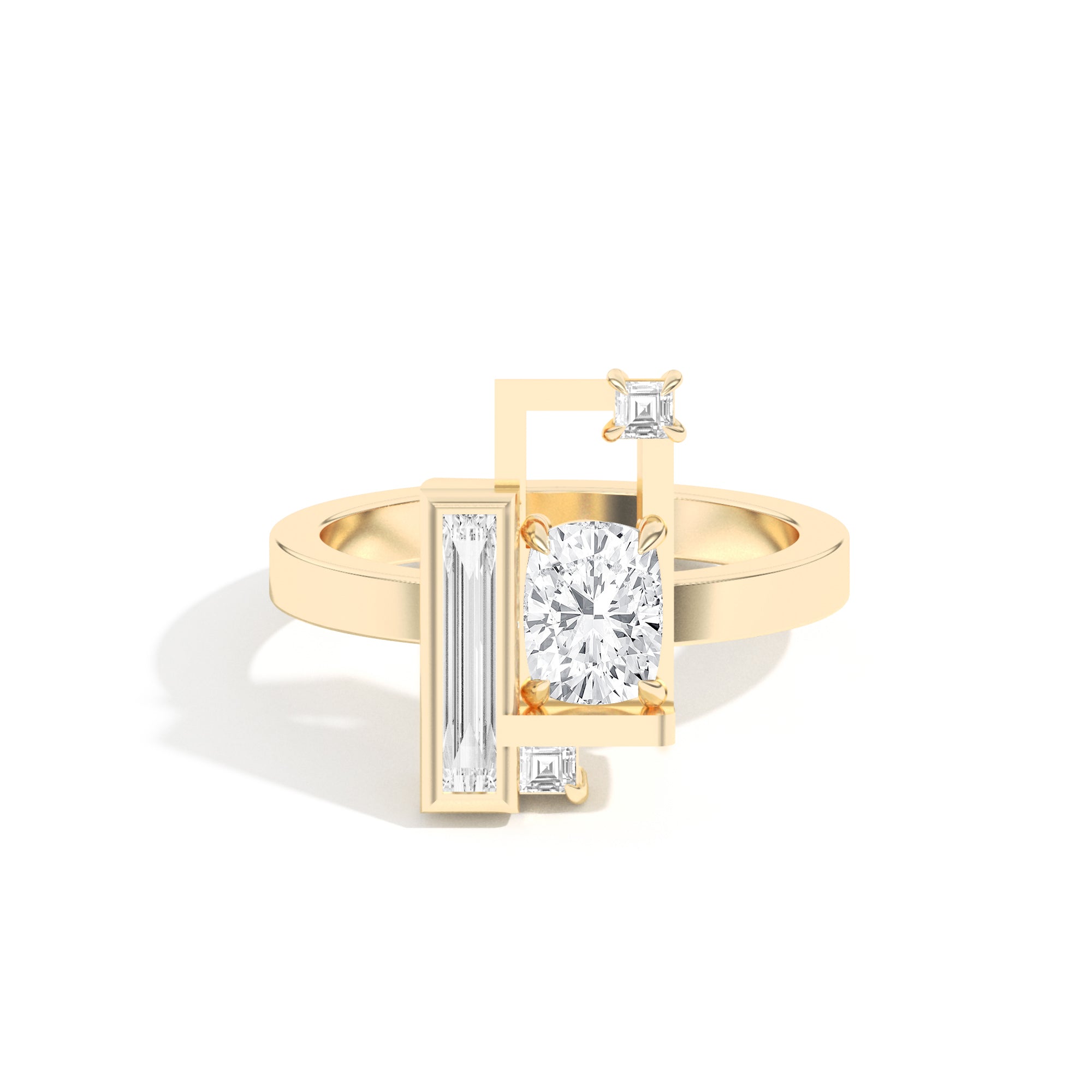 Shahla Karimi Scarpa Cushion Olivetti Frame Ring 14K Yellow Gold