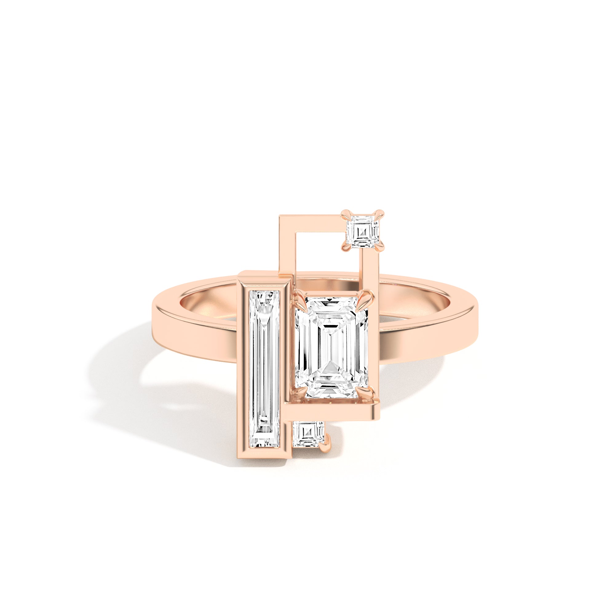 Shahla Karimi Scarpa Emerald Olivetti Frame Ring 14K Rose Gold