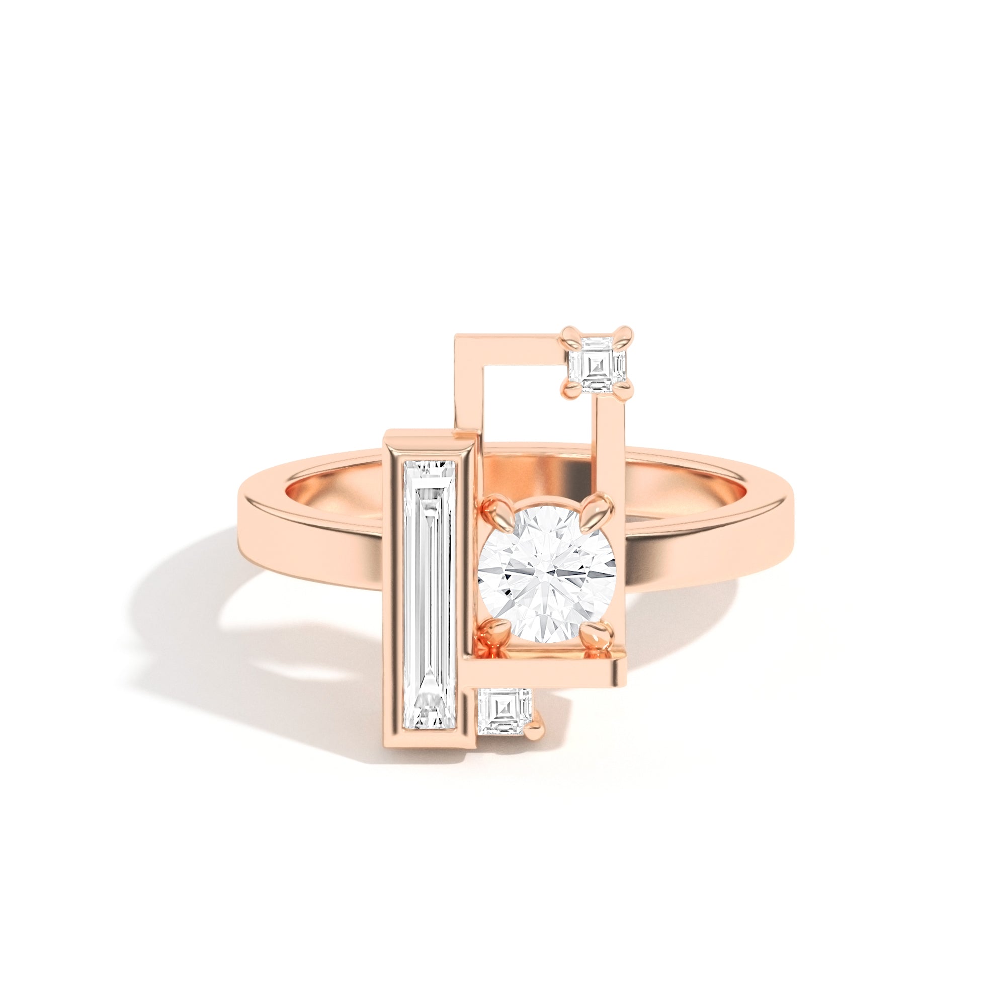 Shahla Karimi Scarpa Brilliant Olivetti Frame Ring 14K Rose Gold