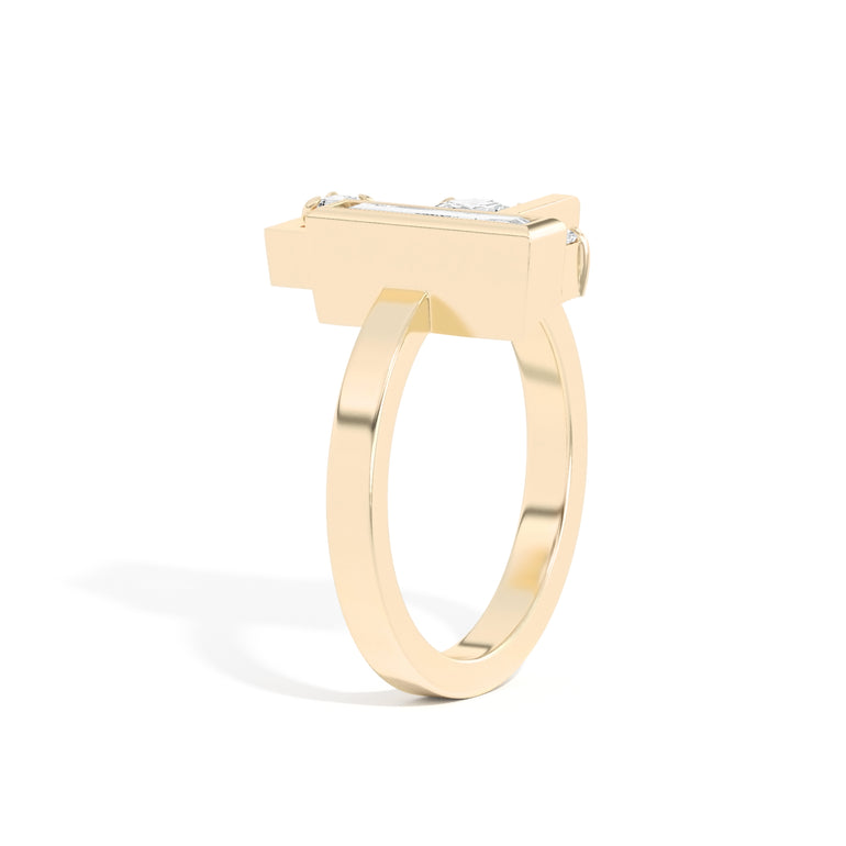 Shahla Karimi Scarpa Brilliant Olivetti Frame Ring 14K Yellow Gold