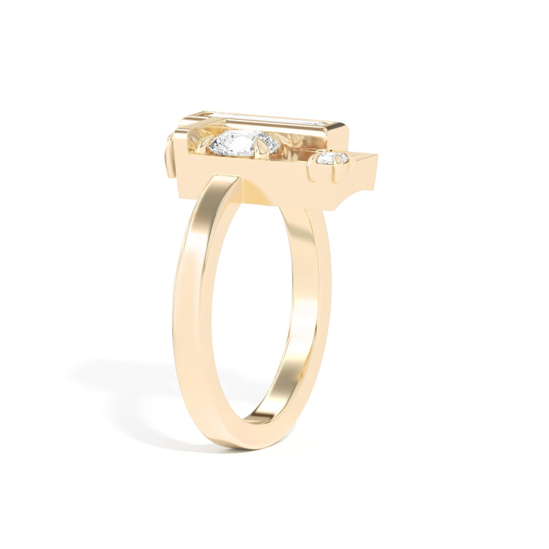 Shahla Karimi Scarpa Brilliant Olivetti Frame Ring 14K Yellow Gold