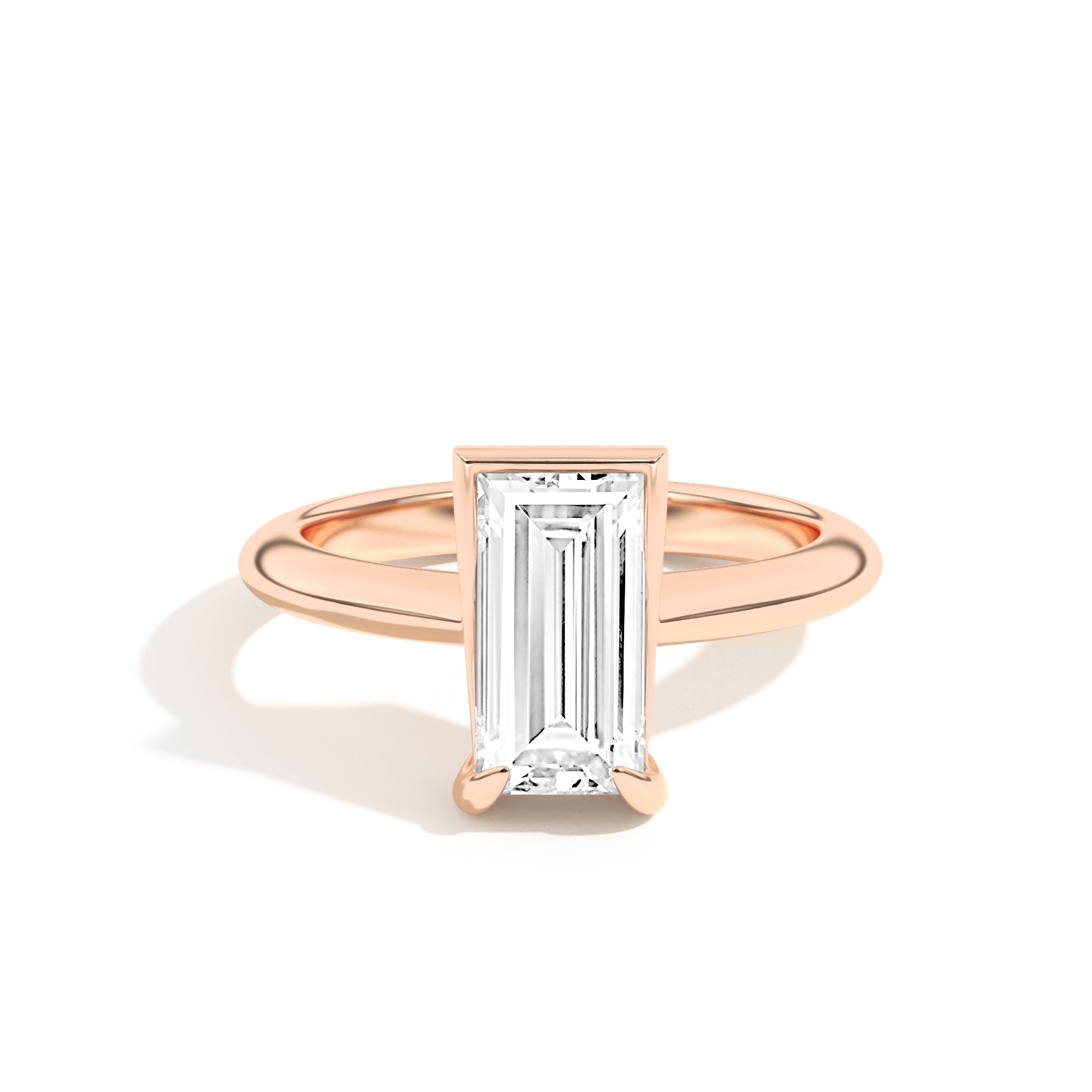 Shahla Karimi Ando Baguette Sloping Semi-Bezel Ring  14K Rose Gold