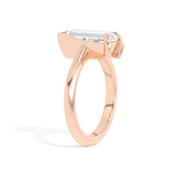 Shahla Karimi Ando Baguette Sloping Semi-Bezel Ring  14K Rose Gold
