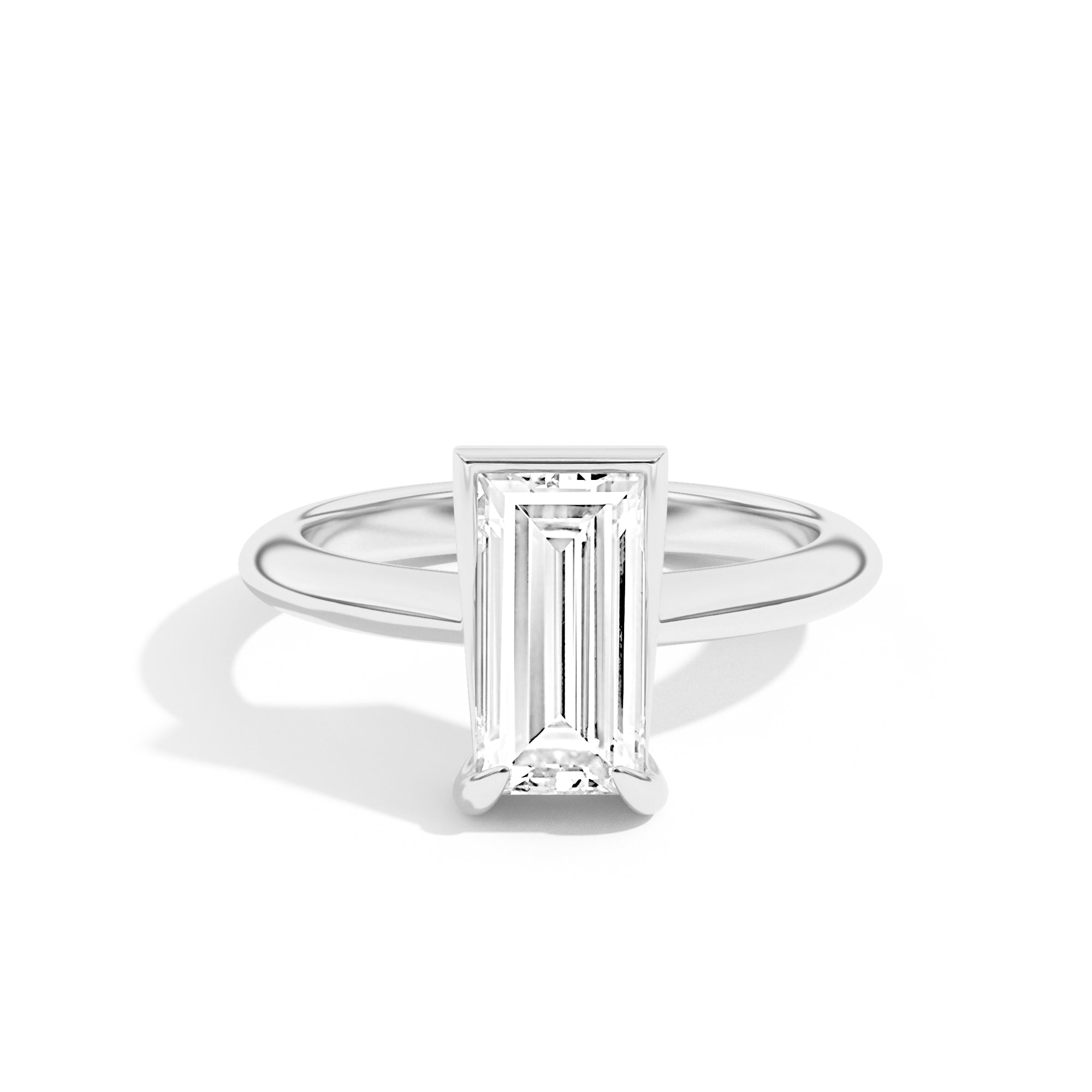 Shahla Karimi Ando Baguette Sloping Semi-Bezel Ring  14K White Gold