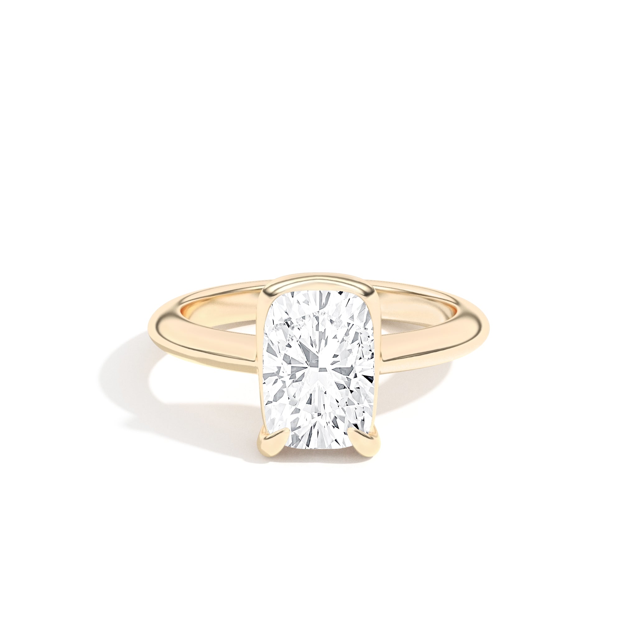 Shahla Karimi Ando Cushion Sloping Semi-Bezel Ring  14K Yellow Gold