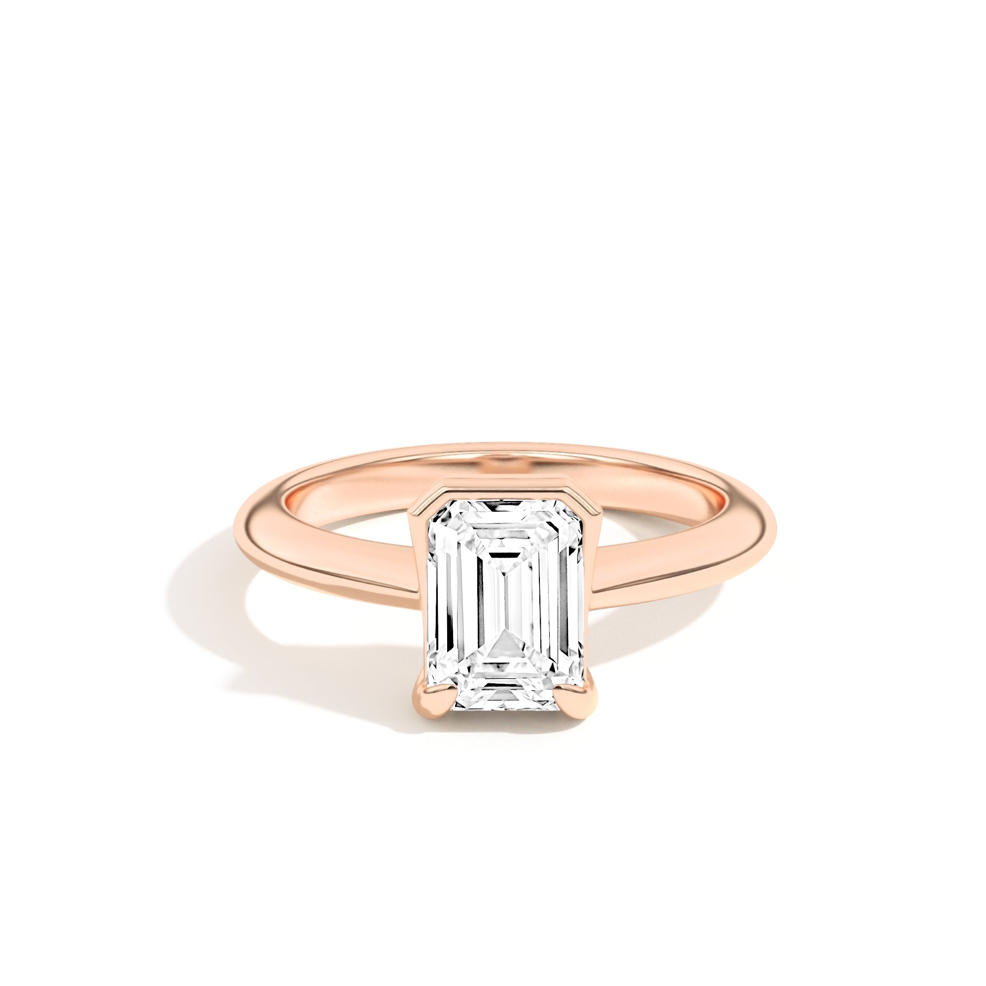 Shahla Karimi Ando Emerald Sloping Semi-Bezel Ring  14K Rose Gold