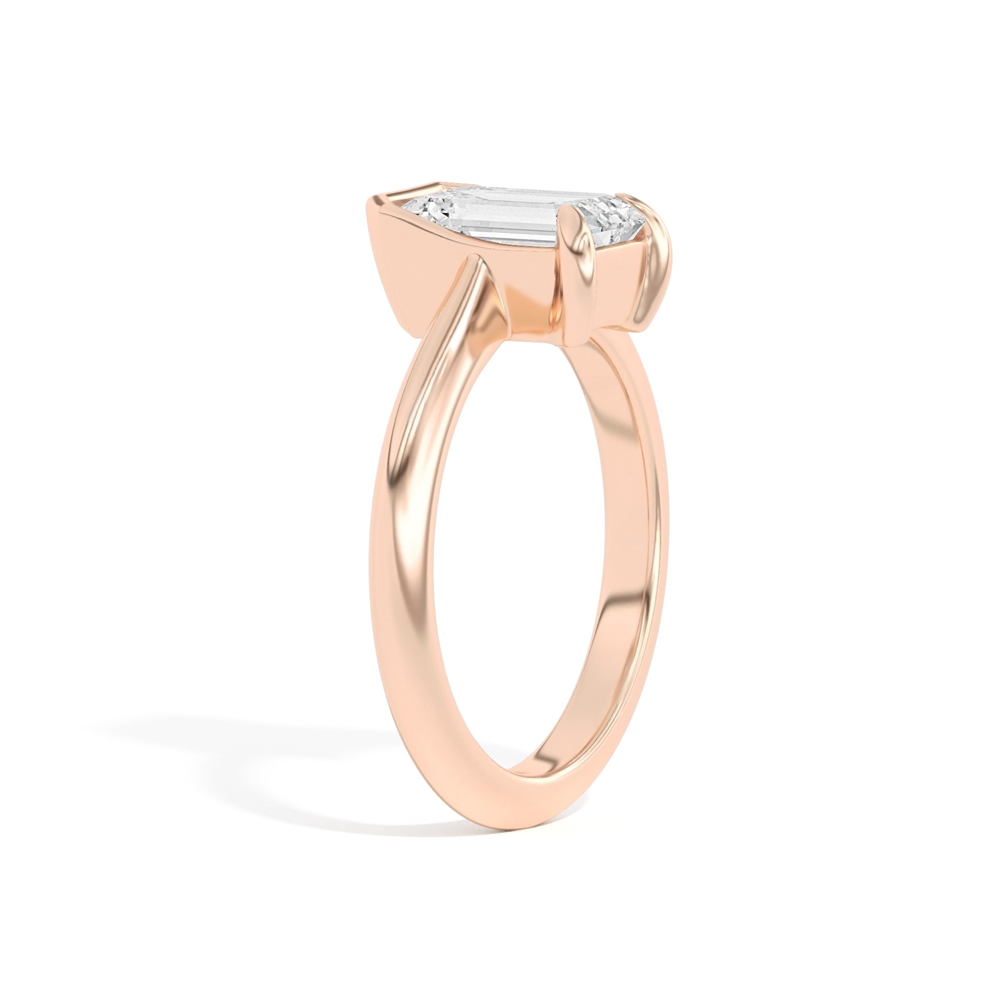 Shahla Karimi Ando Emerald Sloping Semi-Bezel Ring  14K Rose Gold