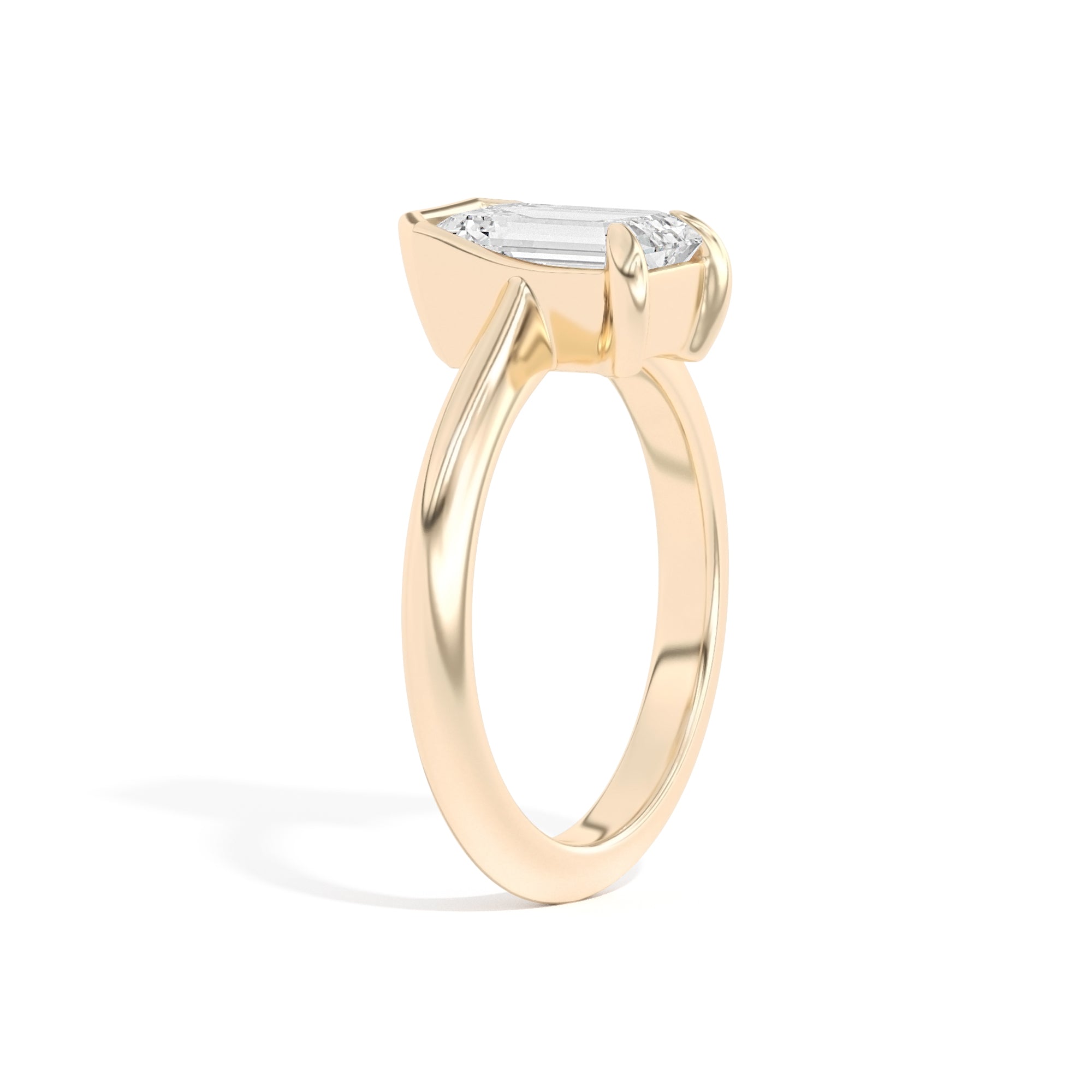 Shahla Karimi Ando Emerald Sloping Semi-Bezel Ring  14K Yellow Gold