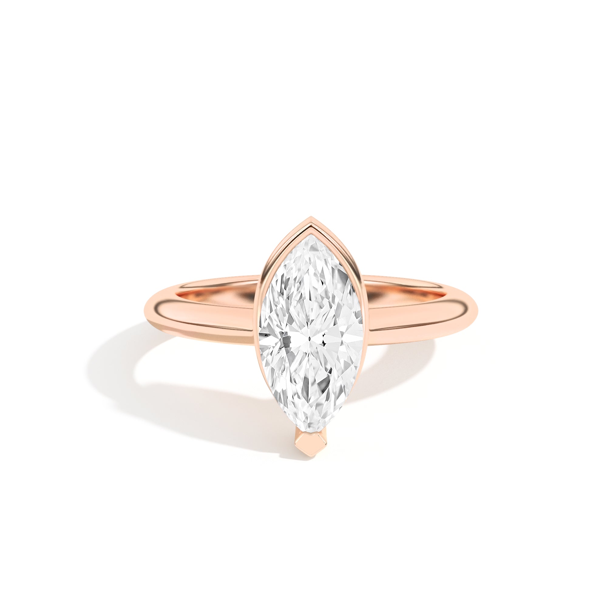 Shahla Karimi Ando Marquise Sloping Semi-Bezel Ring  14K Rose Gold