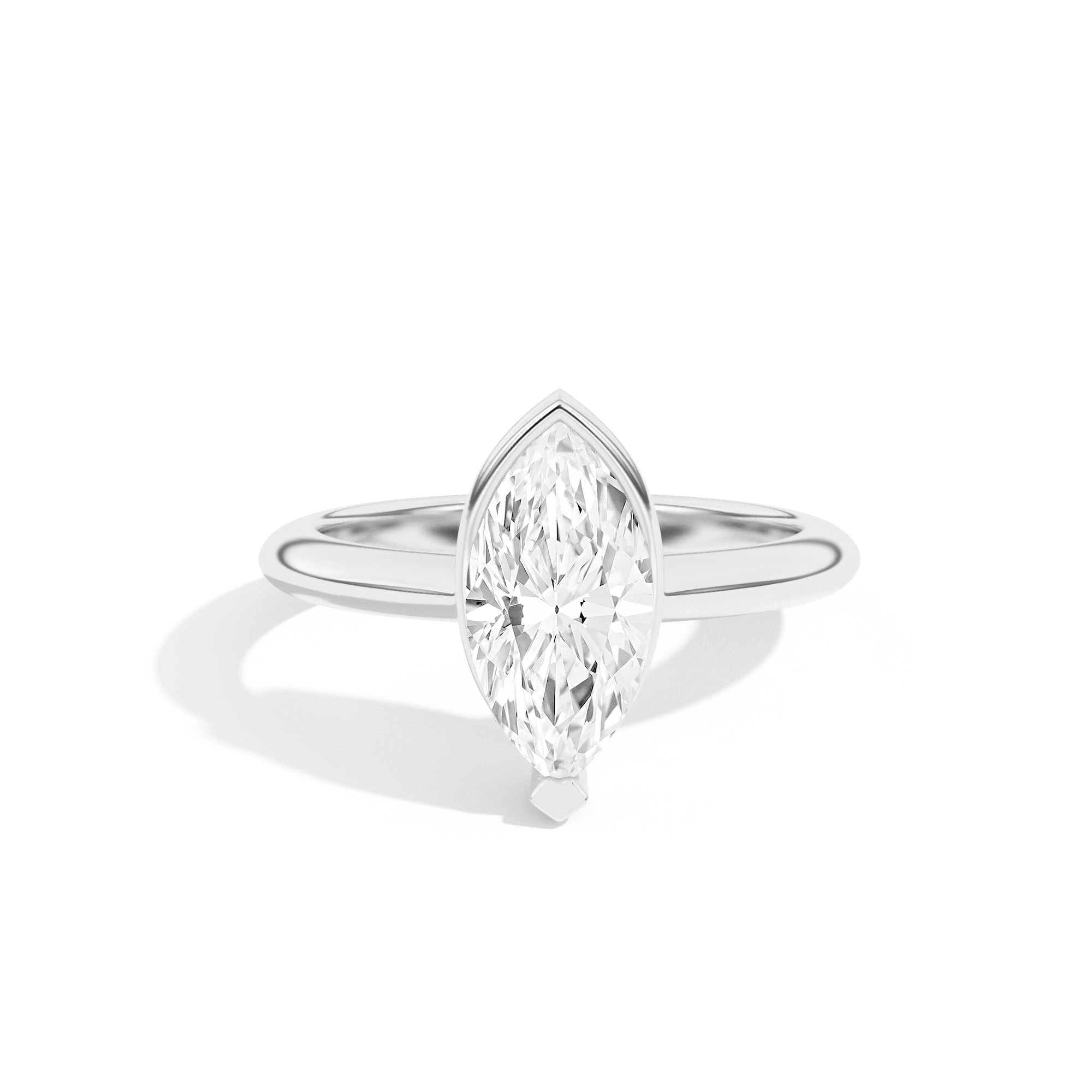 Shahla Karimi Ando Marquise Sloping Semi-Bezel Ring  14K White Gold