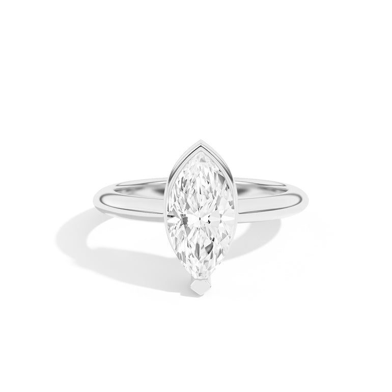 Shahla Karimi Ando Marquise Sloping Semi-Bezel Ring  14K White Gold