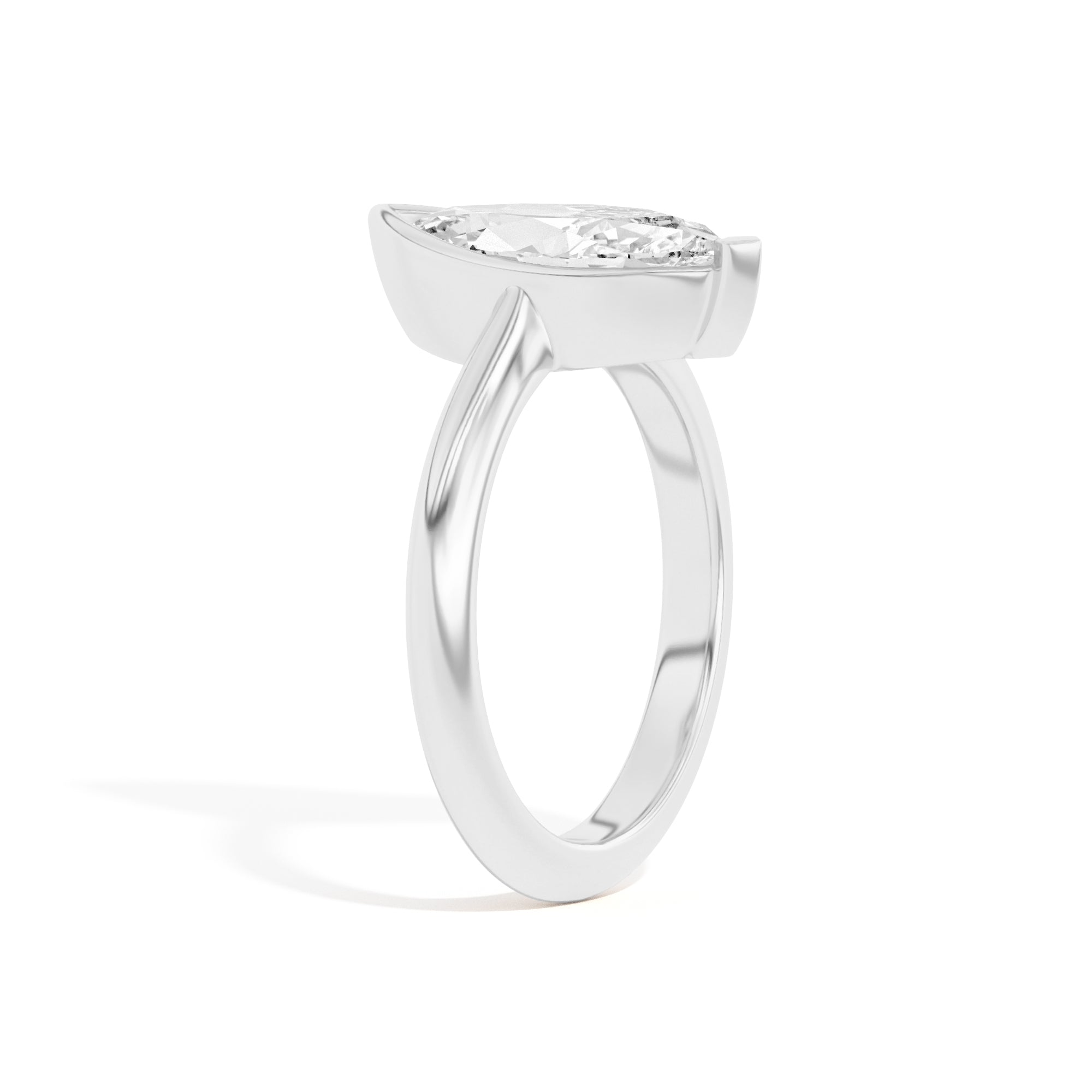 Shahla Karimi Ando Marquise Sloping Semi-Bezel Ring  14K White Gold
