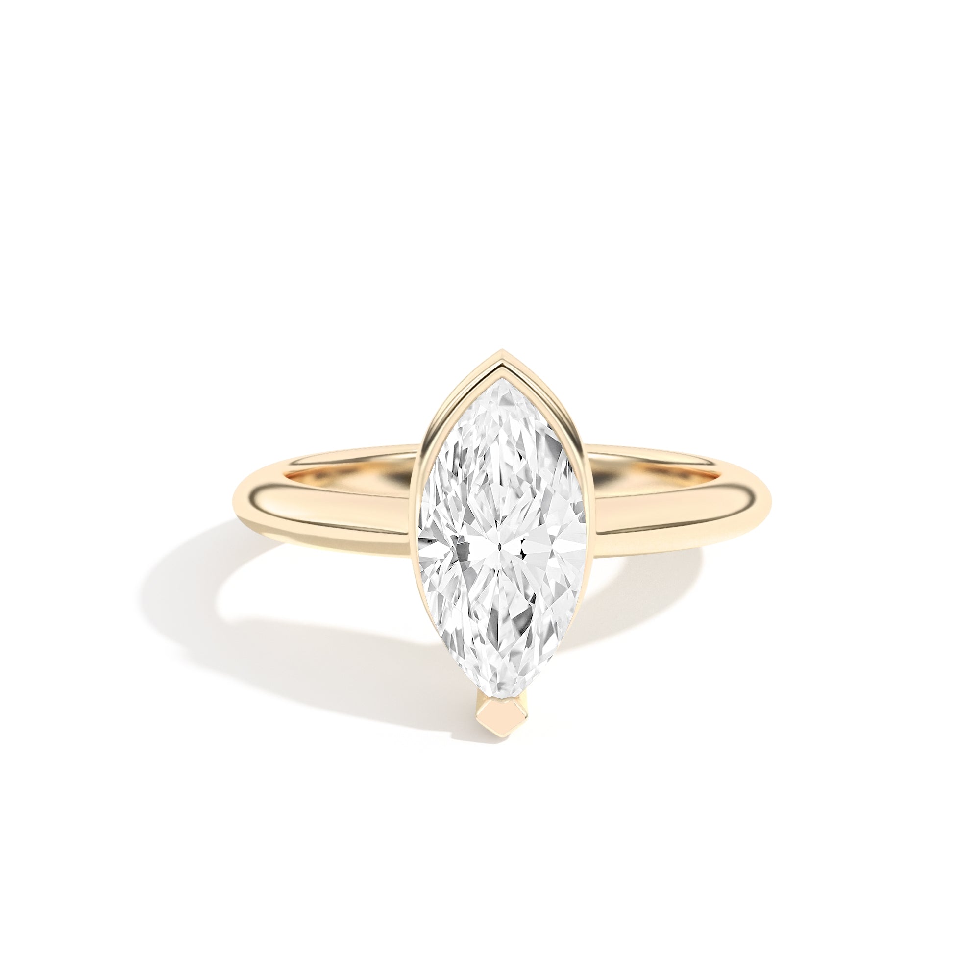 Shahla Karimi Ando Marquise Sloping Semi-Bezel Ring  14K Yellow Gold