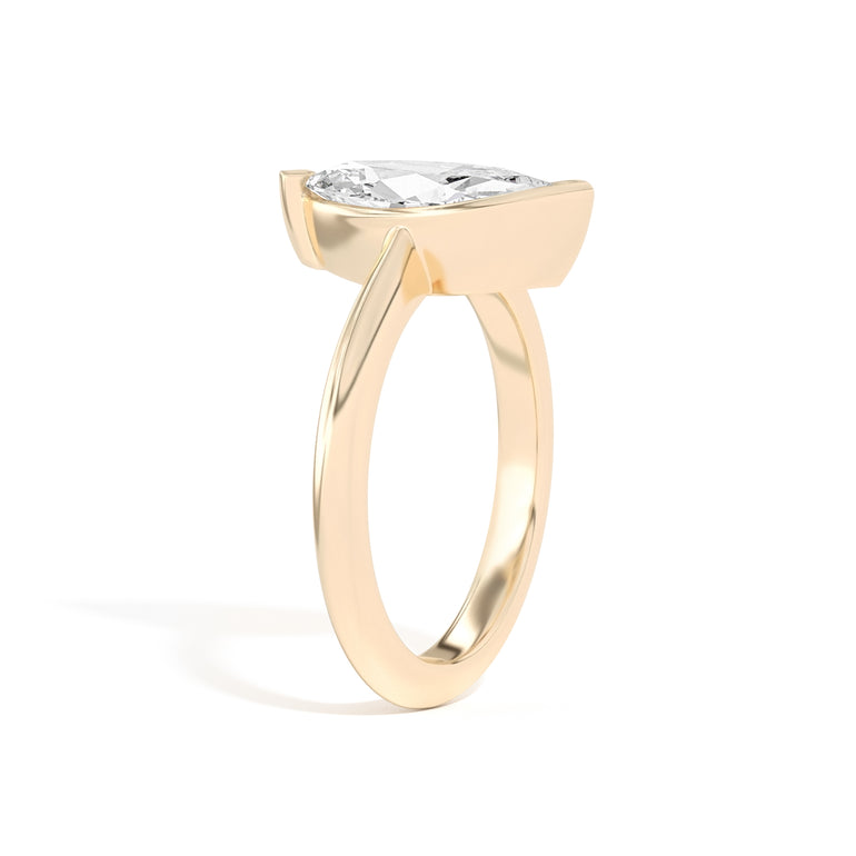 Shahla Karimi Ando Marquise Sloping Semi-Bezel Ring  14K Yellow Gold