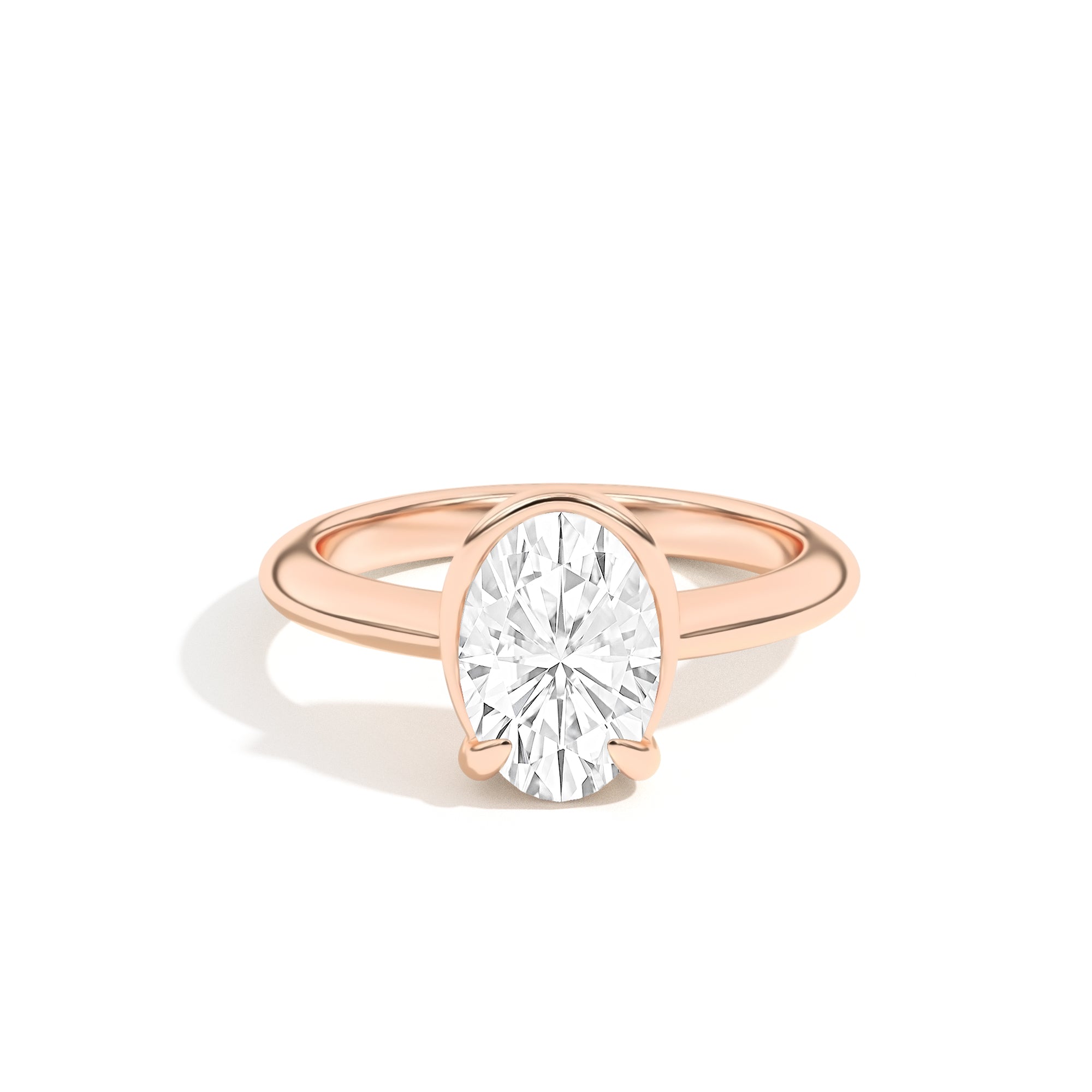 Shahla Karimi Ando Oval Sloping Semi-Bezel Ring  14K Rose Gold