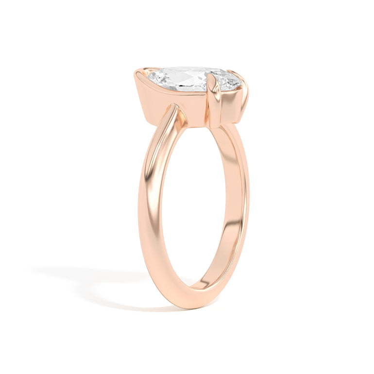 Shahla Karimi Ando Oval Sloping Semi-Bezel Ring  14K Rose Gold