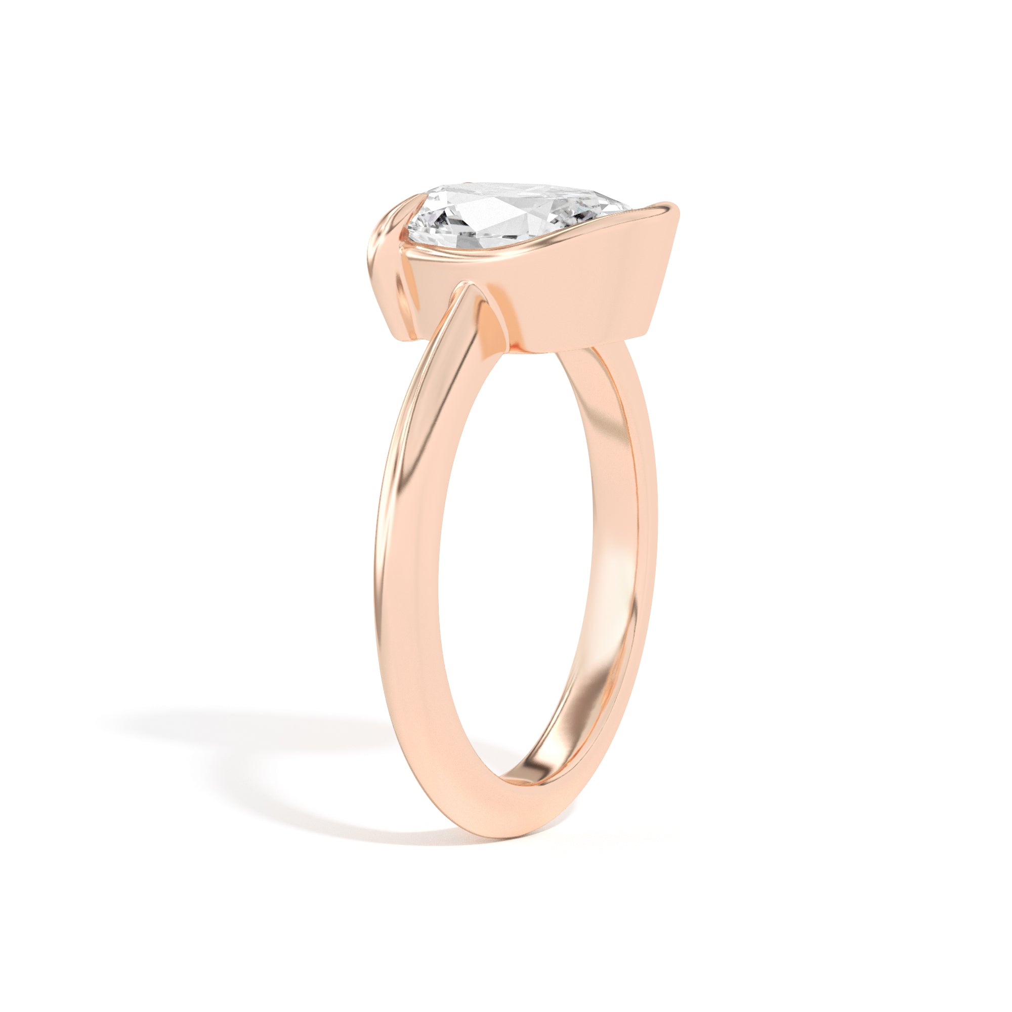 Shahla Karimi Ando Oval Sloping Semi-Bezel Ring  14K Rose Gold