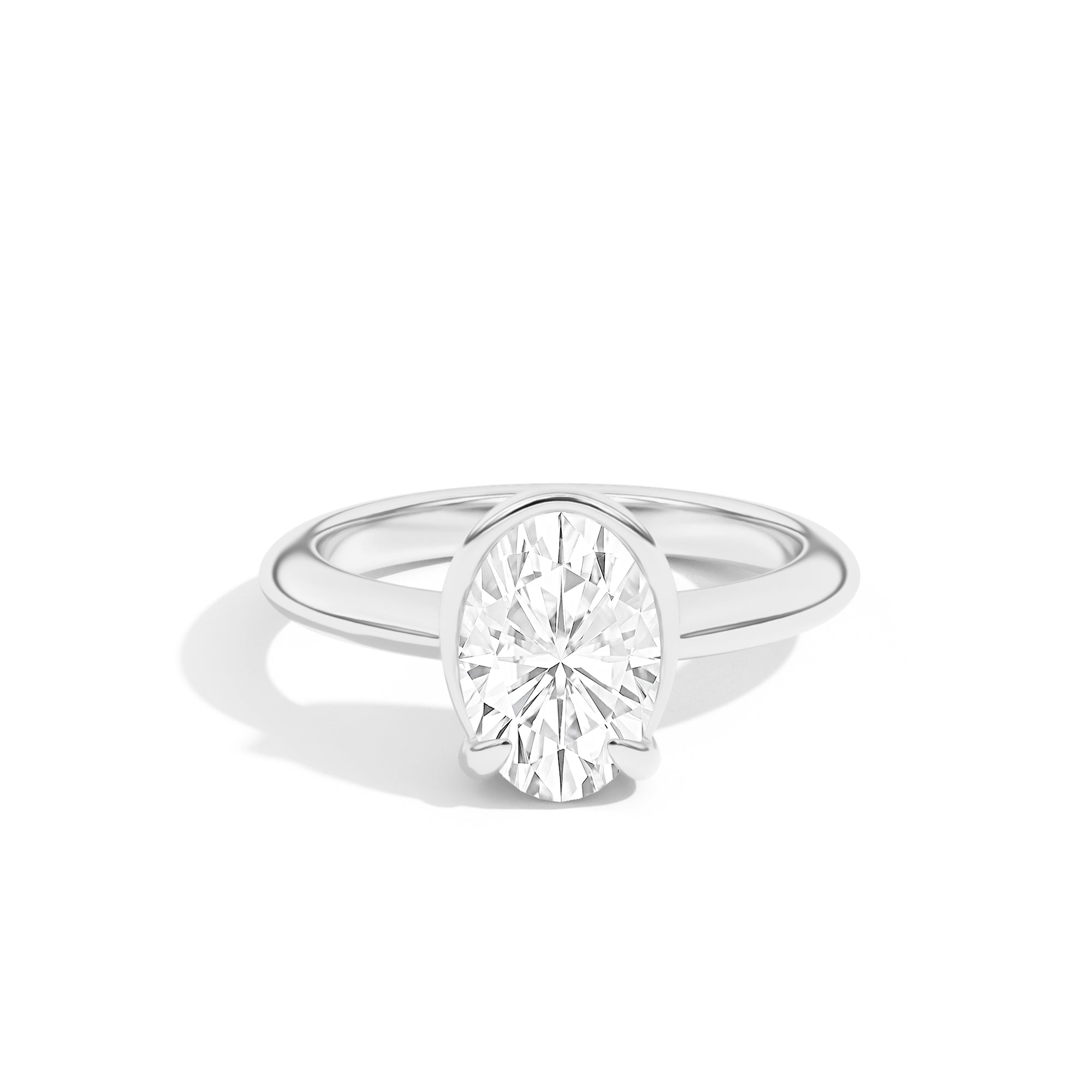 Shahla Karimi Ando Oval Sloping Semi-Bezel Ring  14K White Gold