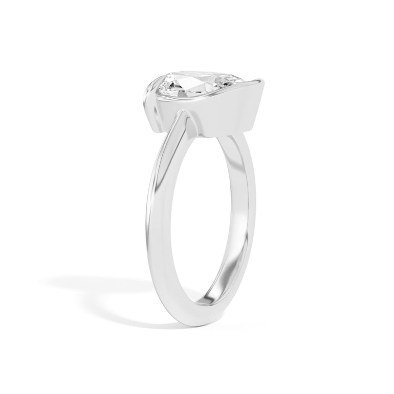 Shahla Karimi Ando Oval Sloping Semi-Bezel Ring  14K White Gold