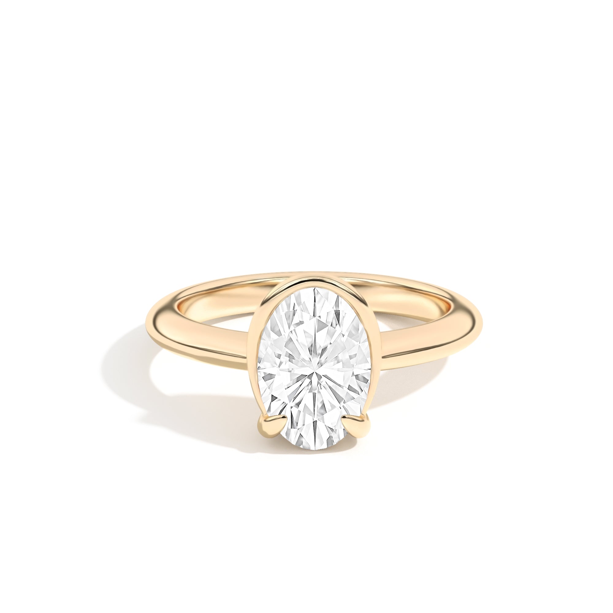 Shahla Karimi Ando Oval Sloping Semi-Bezel Ring  14K Yellow Gold