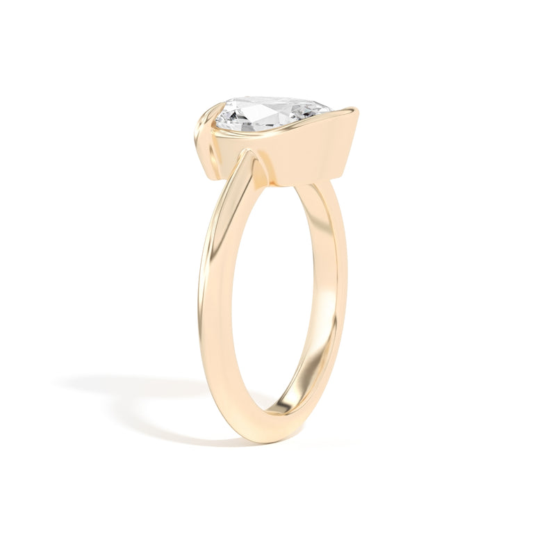 Shahla Karimi Ando Oval Sloping Semi-Bezel Ring  14K Yellow Gold