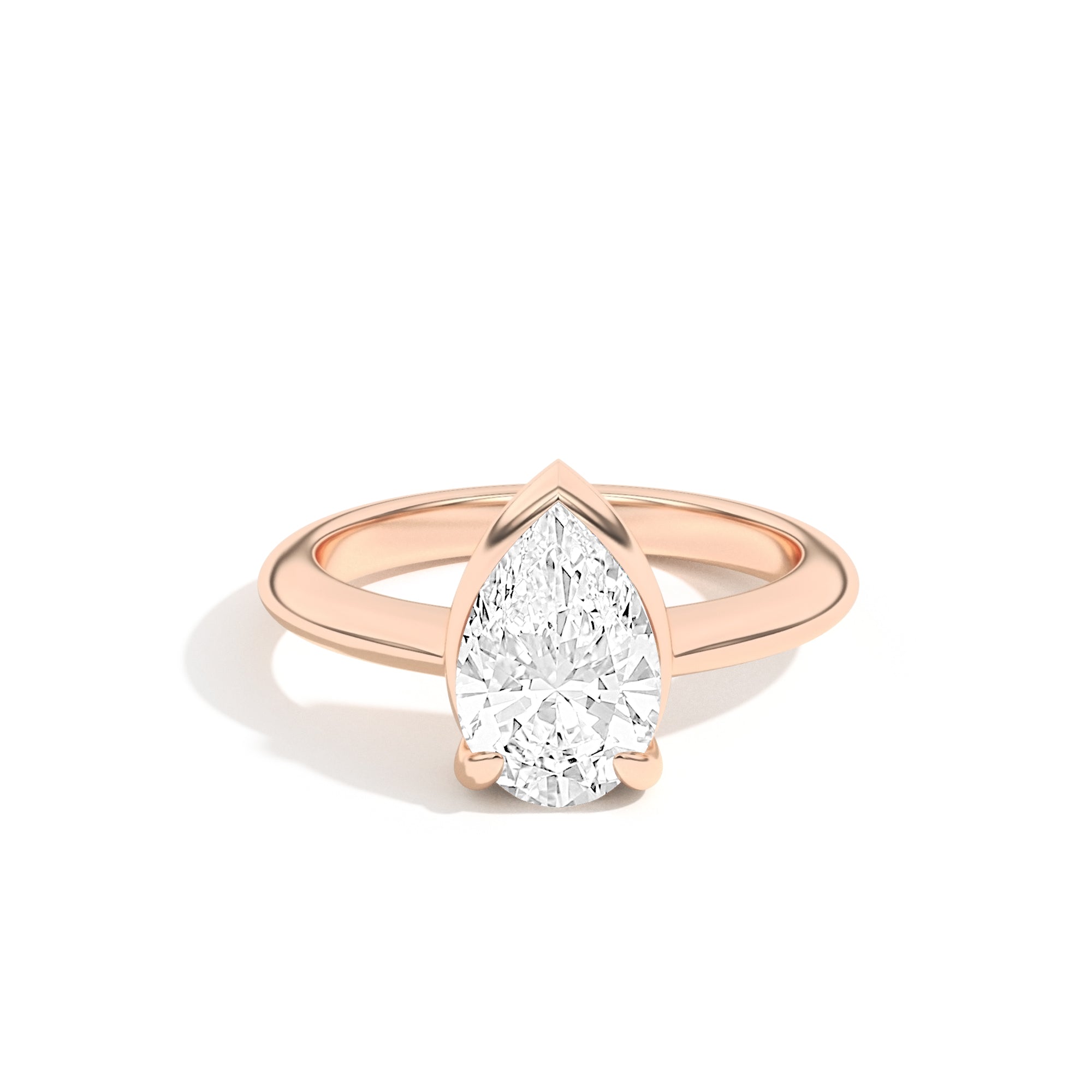 Shahla Karimi Ando Pear Sloping Semi-Bezel Ring  14K Rose Gold