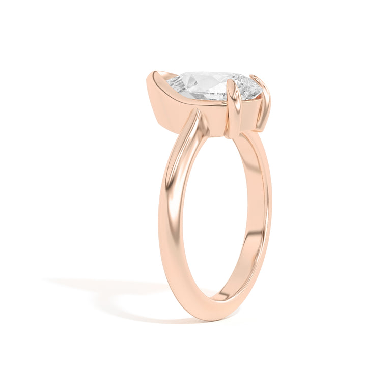 Shahla Karimi Ando Pear Sloping Semi-Bezel Ring  14K Rose Gold