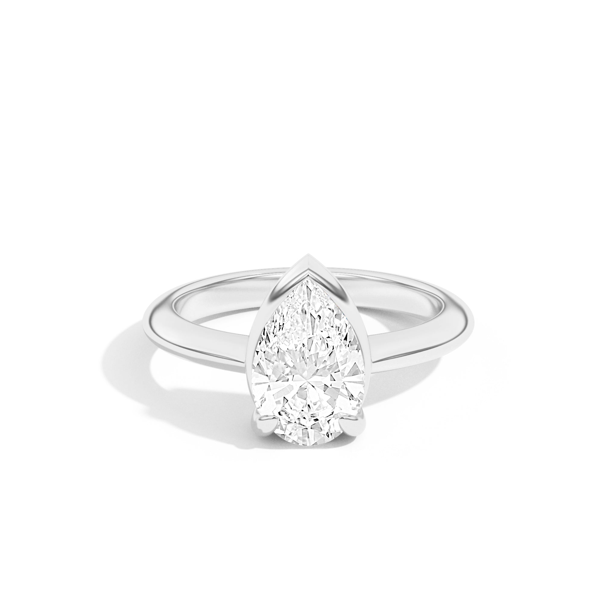 Shahla Karimi Ando Pear Sloping Semi-Bezel Ring  14K White Gold