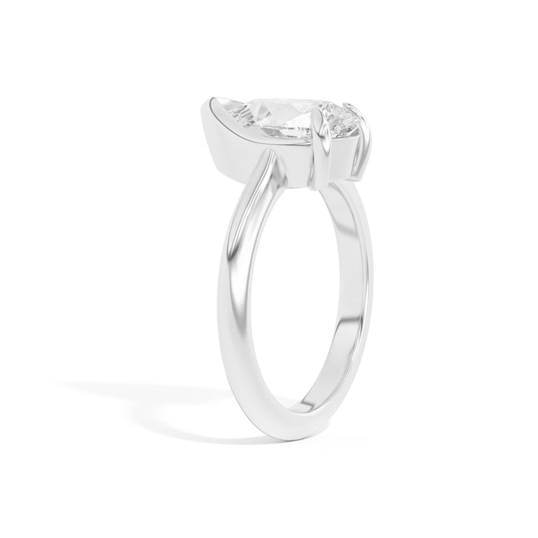 Shahla Karimi Ando Pear Sloping Semi-Bezel Ring  14K White Gold