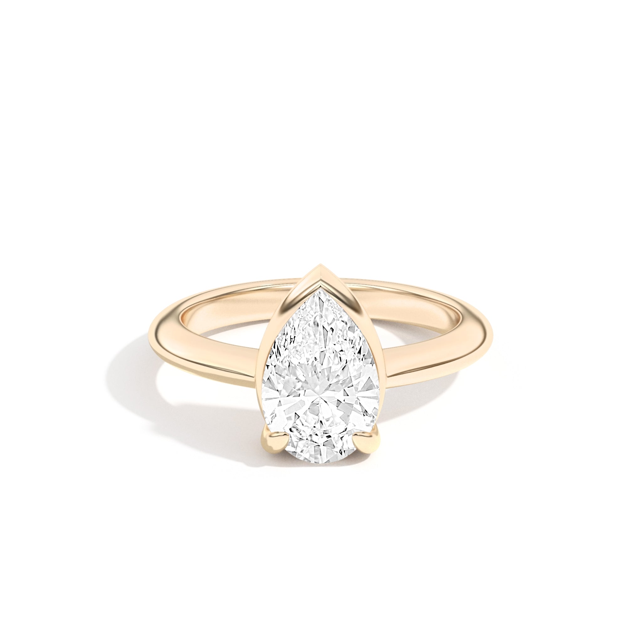 Shahla Karimi Ando Pear Sloping Semi-Bezel Ring  14K Yellow Gold