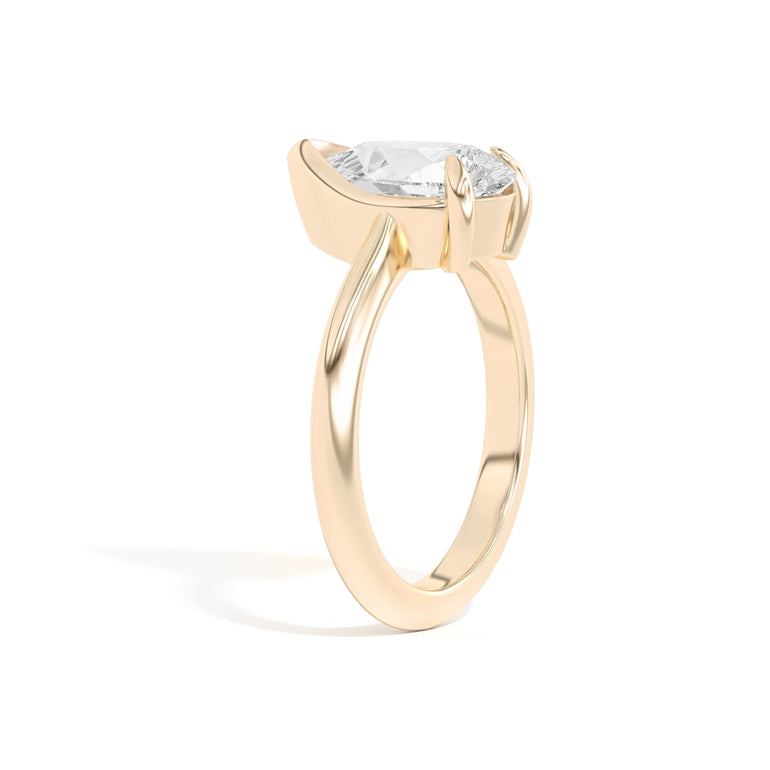 Shahla Karimi Ando Pear Sloping Semi-Bezel Ring  14K Yellow Gold