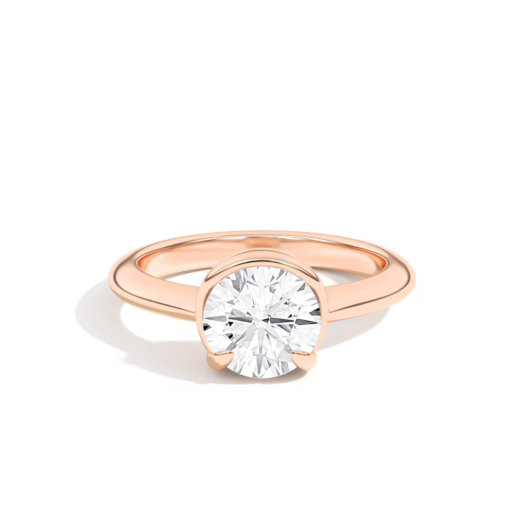 Shahla Karimi Ando Brilliant Sloping Semi-Bezel Ring 14K Rose Gold