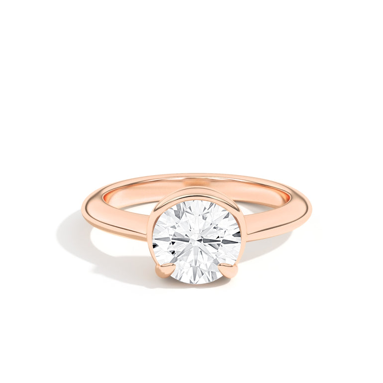 Shahla Karimi Ando Brilliant Sloping Semi-Bezel Ring 14K Rose Gold